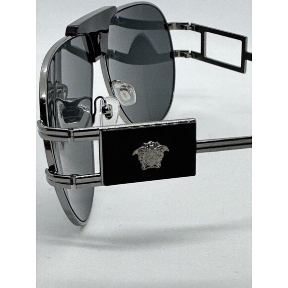 VERSACE aviator pilot men\'s sunglasses  - Black/Silver  63mm Model 2252 (Used) main image 4